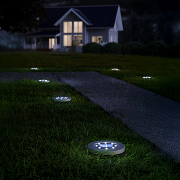 Sunco Lighting LED Round Solar Path Landscape Outdoor Light Sideview Image